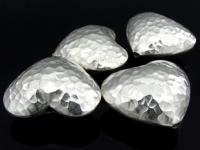 KB-003 Thai karen hill tribe handmade silver 1 hammered heart bead