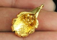 KG-562 Thai karen hill tribes handmade silver 1 gold vermeil long wild flower charm