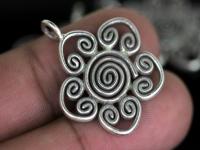 2KH-049 thai karen hill tribe silver 1 swirl wire flower charm
