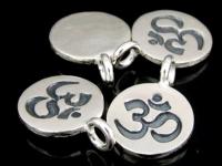 7KH-010 Thai karen hill tribe handmade silver 4 om symbol disc charm