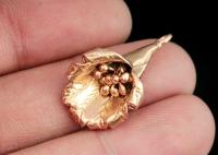 KZ-248 Thai karen hill tribe handmade silver 1 rose gold vermeil long wild flower charm