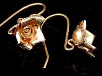 KZ-199 Thai karen hill tribes handmade 24K rose gold vermeil over silver pair wild flower earring 