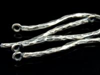 8KH-041 Thai karen hill tribe handmade silver 3 black&white hammered stick disc bead