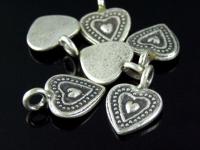 3KH-051 Thai karen hill tribe handmade silver 3 flat heart shape printed  charm 