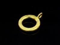 KG-459 24K gold vermeil Karen hill tribe  handmade silver 3 brush round charm 