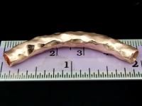 KZ-079 24K rose gold vermeil thai karen hill tribe handmade silver 1 hammered curved tube bead 