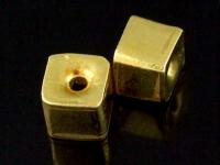 KG-103 24K gold vermeil Karen hill tribe handmade silver 2 small plain cube bead 