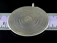 3KH-066 Thai karen hill tribe handmade silver 1 swirl wire print round charm