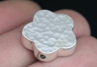 KV-012 Thai karen hill tribe handmade silver 1 hammered cylinder flower shaped bead