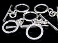 KR-038 Thai karen hill tribe handmade silver 3 small hammered round hoop toggle