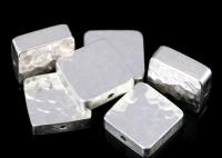 KV-058 Thai karen hill tribe handmade silver 2 hammered cylinder square shaped bead