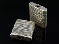 KI-051 Thai karen hill tribes handmade silver 2 scratch rectangular bead  