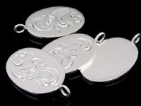 3KH-080 Thai karen hill tribes handmade silver 2 thai style engrved oval disc charm