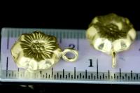 KG-621 Thai karen hill tribe silver 2 gold vermeil flower puffy charm