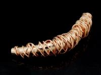 KZ-010 24K rose gold vermeil thai karen hill tribe handmade silver 1 swirl wire wrap curved tube bead 