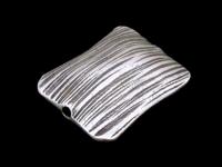 KF-010 Thai karen hill tribe handmade silver 1 scratch rectangle puffy bead