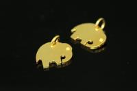 KG-574 thai karen hill tribe handemade silver white 6 gold vermeil plain diecut small elephant shape charm