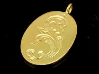 KG-311 24K gold vermeil thai karen hill tribes handmade silver 2 thai style engrved oval disc charm