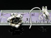 6KH-018 Thai karen hill tribe hanamade silver black & black pair rose flower earring 