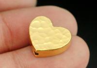 KG-565 Thai karen hill tribe silver 2 gold vermeil hammered cylinder heart shaped bead