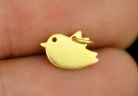 KG-548 Thai karen hill tribe silver 6 gold vrmeil small die cut chick bird shape charm