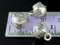 3KH-068 Thai karen hill tribe handmade silver 4 leaf print lotus charm