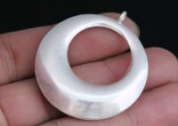 1KH-003 Thai karen hill tribe silver 1 smooth puffed crescent charm