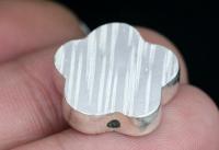 KV-008 thai karen hill tribe handmade silver 2 line hammered scratch cylinder flower shaped bead