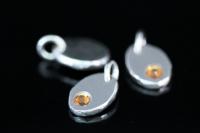 8KH-136 thai karen hill tribe silver 1 pebble charm open jump ring with swarovski crystal birthstone(Nov:Topaz)