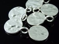 3KH-086 Thai karen hill tribe handmade silver 4 hammered round disc charm