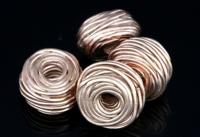 KZ-216 24K rose gold vermeil thai karen hill tribe handmade silver 2 wire wrap bead 