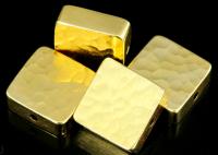 KG-569 Thai karen hill tribe silver 2 gold vermeil hammered cylinder square shaped bead