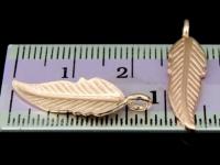 KZ-073 24K rose gold vermeil thai karen hill tribe handmade silver 2 feather diecut charm 