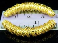 KG-161 24K gold vermeil 1 thai karen hill tribes handmade silver wire wrap curve tube bead 