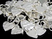 3KH-019 Thai karen hill tribe handmade silver 4 small hammered heart charm