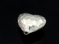 KB-016 Thai karen hill tribe handmade silver 2 hammered puffed heart shape bead