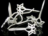 KA-118 Thai karen hill tribes handmade over silver pair lotus diecut earring hook