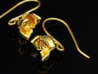 KG-488 Thai karen hill tribes handmade 24K gold vermeil over silver pair wild flower earring 