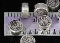 KV-033 Thai karen hill tribe handmade silver 3 peace sign cylinder shaped bead