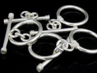 KR-041 Thai karen hill tribe handmade silver 2 plain round toggle