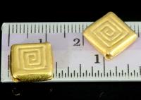 KG-105 Thai karen hill tribe silver 2 gold vermeil line printed square bead