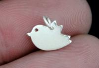3KH-130 Thai karen hill silver 6 small die cut chick bird shape charm