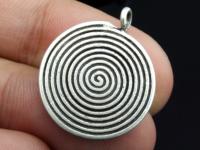 4KH-053 Thai karen hill handmade silver 2 spiral print rount dish charm