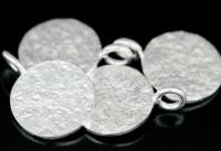 3KH-133 Thai karen hill tribe silver 3 medium rough stone texture round disc charm