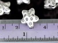 KD-008 thai karen hill tribe silver 2 star puffy bead with flower print