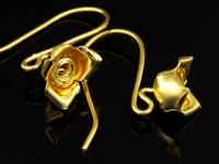 KG-488 Thai karen hill tribes handmade 24K gold vermeil over silver pair wild flower earring 