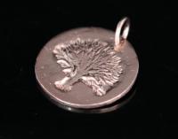 KZ-254 thai karen hill tribe handmade silver 2 rose gold vermeil tree stamp round disc charm