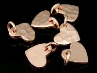 KZ-099 24K rose gold vermeil thai karen hill tribe handmade silver 5 hammered heart shape charms (Not fix hoop)