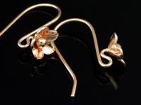 KZ-195 Thai karen hill tribes handmade 24K rose gold vermeil over silver pair wild flower earring 