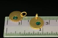KG-583 thai karen hill tribe silver 1 gold vermeil round disc charm open jump ring with swarovski crystal birthstone(May:Emerald)